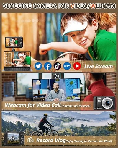 Digital Camera - 4K Point and Shoot Small Digital Cameras - 64MP UHD Autofocus Compact Camera for Photography with Flash - Portable Vlogging Camara Gifts for Kids with 32GB Card, 2.8" Screen, 16X Zoom thumbnail 6