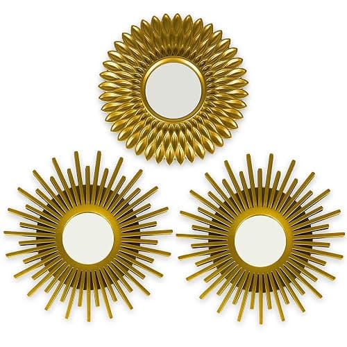 BONNYCO Gold Mirrors for Wall Pack of 3, Round Wall Mirrors Bedroom Room and Home Decor. Espejos Decorativos de Pared Sala Dormitorio, Modern Minimalist Decor Vintage, Chic. Gifts for Women, Mums - Image 1