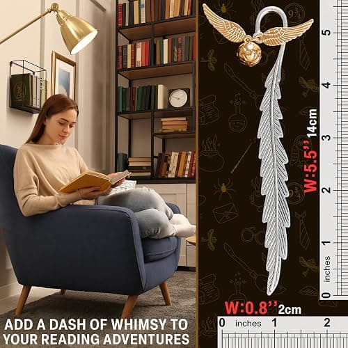 Harry Potter Metal Bookmark with Hanging Charm Golden Snitch Hogwarts Reading Gifts Book Lovers Gift Box (Golden Snitch) thumbnail 6