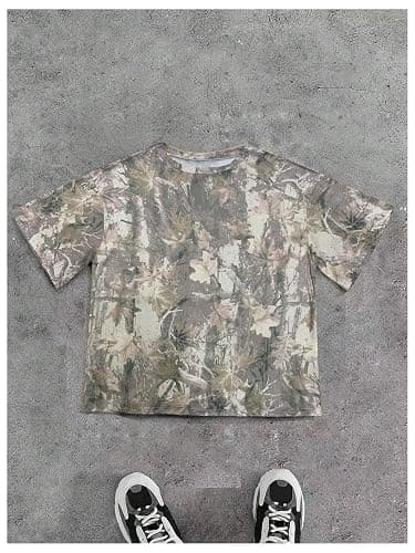 BEAUDRM Women's Y2K Camo Print Shirts Oversized Camouflage T Shirt Vintage Short Sleeve Tee Casual Crewneck Summer Tops thumbnail 5
