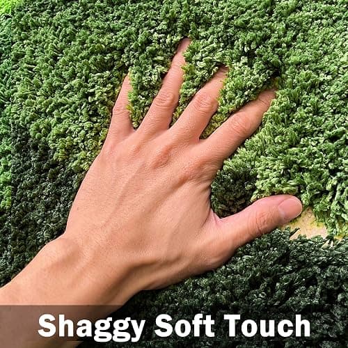 THRILRUG 20x35 Inch 3D Moss Rug,Shag Carpet Leaf Area Bathroom Rugs Non Slip Bath Mat Tufted Rug,Ultra Soft Washable Children Play Plant Leaves Shaped Kids Pets Floor Mat for Bedroom,Living Room Green thumbnail 5