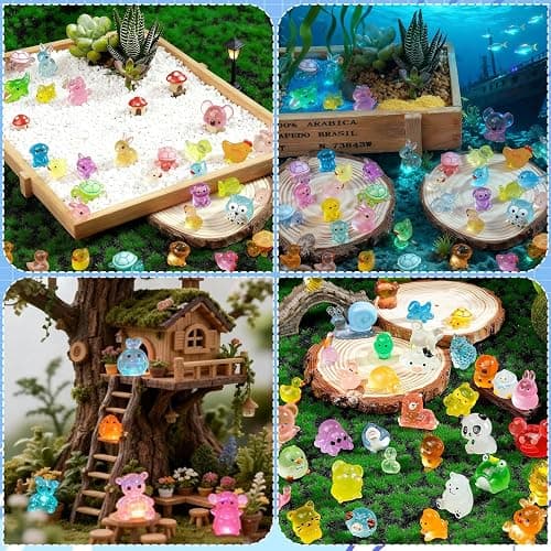 Mini Glow in The Dark Animal Resin Models,New Mystery Resin Animals Blind Bag,Mini Luminous Farm Ocean Figures,Animal Miniatures for Fairy Garden Accessories,Individually Wrapped Blind Bag(100PCS) thumbnail 6