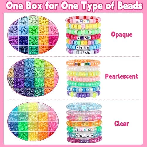 Pony Beads for Bracelets, Funtopia 4026 Pcs 72 Colors Multi-Types Kandi Beads with 10 Kandi Cuff Designs, Friendship Bracelet Making Kit with Assorted Letter Bead for Jewelry Making and DIY Crafts thumbnail 4
