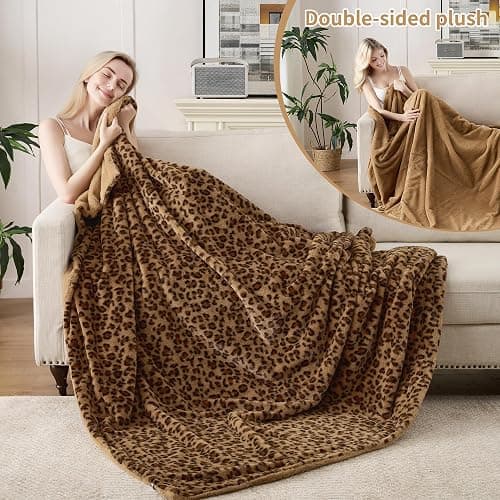 GALMAXS7 Cheetah Print Throw Blanket, Double-Sided Plush Faux Fur, 50"x60" | 500GSM Faux Fur,Double-Sided Leopard Design,Ultra Soft Plush Feel,All Season Cozy Blanket,No Shedding,Machine Washable thumbnail 3