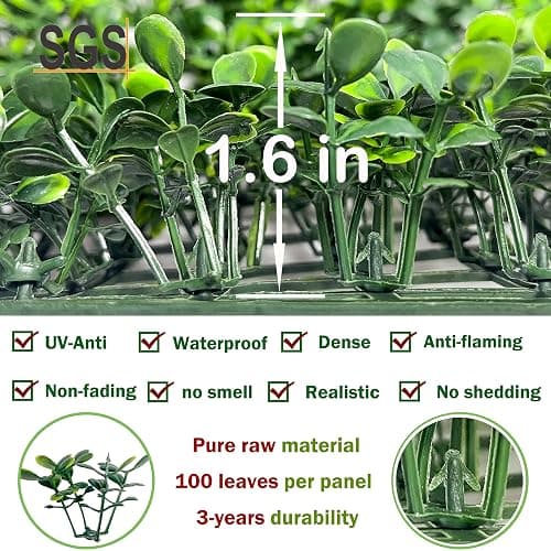 Bybeton Artificial Boxwood Grass Wall Panels - 10"x 10" (10Pcs) Faux Green Panels for Interior Backdrop - Garden - Indoor Outdoor Plants Decor thumbnail 3