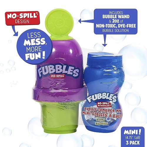 Fubbles Bubbles No-Spill Bubble Tumbler for Babies Toddlers and Kids | Includes 6oz Bubble Solution and Bubble Wand (Tumbler Colors May Vary)(Pack of 3) thumbnail 4