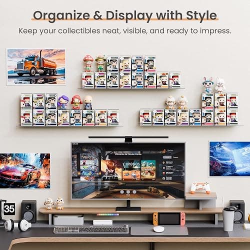 upsimples Clear Acrylic Shelves for Wall Storage, 15" Acrylic Floating Shelves Wall Mounted, Kids Bookshelf, Display Ledge for Bedroom, Living Room, Bathroom, Kitchen (6) thumbnail 4