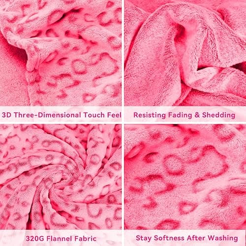 Y2K Pink Girly Room Decor Blanket - Soft Plush Leopard Throw for Women & Girls, Cozy Fleece Small Blanket for Couch Bed, Birthday, Mother’s Day & Easter Gifts thumbnail 8