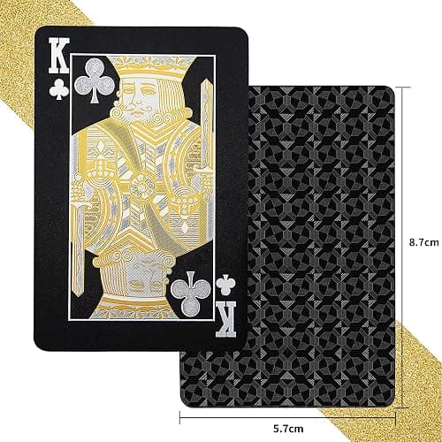 2 Pack Black Gold Waterproof Plastic Playing Cards | 100% Plastic, HD Waterproof, Standard Index Poker Cards, Deck of playing cards, For Party, Family thumbnail 3