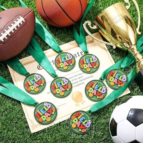 Loetere 24 Pcs Sport Ball Award Medals Bulk 2 Inch Rubber Ball Medals Trophies with Ribbons for Winner or Team Participation Gift thumbnail 4