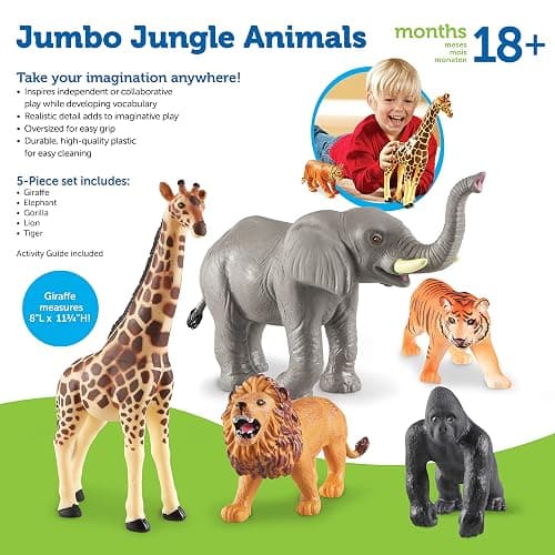 Learning Resources LER0693 Jumbo Jungle Animals, Multicolored thumbnail 6