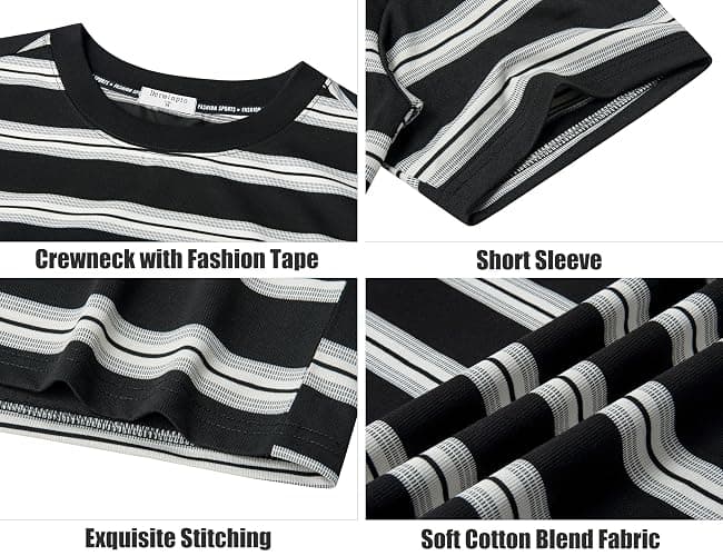 Derminpro Men's Stripe Polo Shirts Short Sleeve Loose Fit Collared T-Shirts thumbnail 4