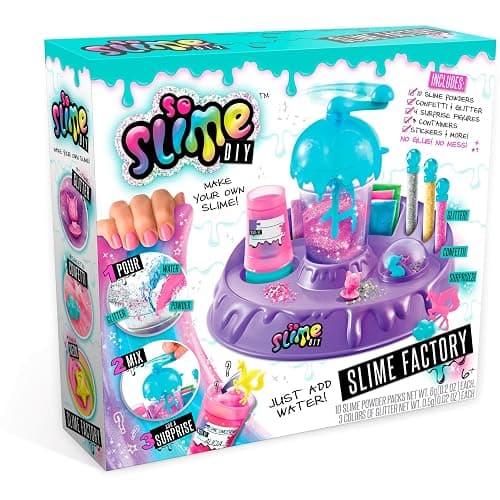 So Slime DIY Slime Factory Kit by Canal Toys – Make 10 Colorful Slimes – Just Add Water, No Glue or Mess – Includes Glitter, Confetti & Surprise Figures – Fun Slime Making Kit for Kids Ages 6+ - Image 1