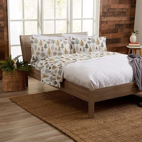 Great Bay Home Twin Size Microfiber Sheet Set - Lodge Decor 3-Piece Bed Sheets - Ultra-Soft and Smooth Brushed Microfiber Woodland Decor Bedding (Forest Trail) - Twin - 12 - Forest Trail thumbnail 2