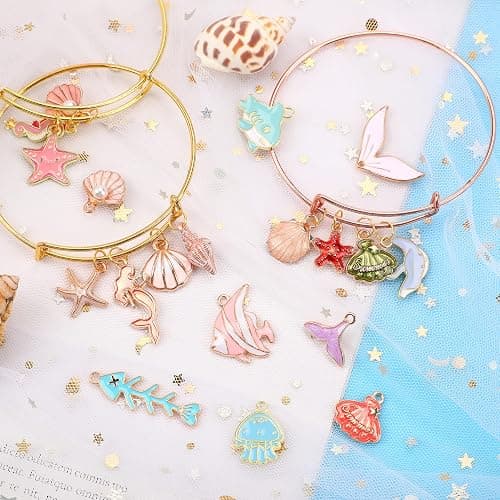 MARFOREVER 120 Pcs Ocean Themed Sea Charms for Jewelry Making, Assorted Gold Enamel Starfish Seashell Marine Pendants for Necklace Earring Bracelet Crafting Holiday Gifts for Women Mom Girls thumbnail 4