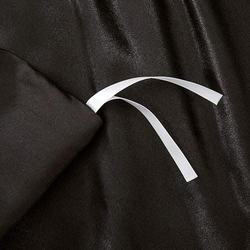 P Pothuiny 5 Pieces Satin Duvet Cover Full/Queen Size Set, Luxury Silky Like Black Duvet Cover Bedding Set with Zipper Closure, 1 Duvet Cover + 4 Pillow Cases (No Comforter) thumbnail 6