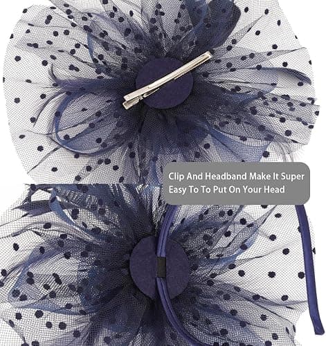 Cizoe Fascinators Hat for Women Tea Party Headband Kentucky Derby Wedding Flower Cocktail Mesh Feathers Hair Clip thumbnail 9