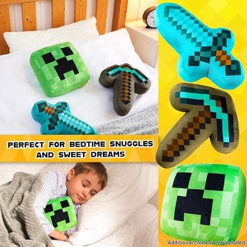 Minecraft Toys Plush Figure 3D Set Pack of 3 Toddler Pillow Cushion for Kids Teens Cuddle Buddy Home Decor Bedroom Accessories Stuffed Collectibles Soft Stuffed Animals Gifts for Gamers thumbnail 5