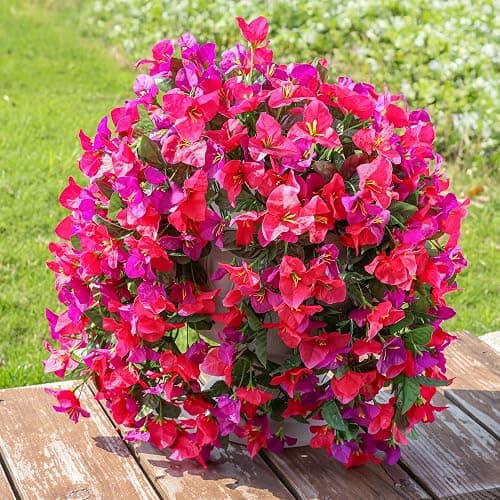 Faux Bougainvillea Artificial Flowers Plants for Outdoors Outside Decoration, 2pcs Fake Flowers Silk Long Trailing Vines UV Resistant Realistic for Front Door Porch Planter Urn Patio Balcony Yard, Mix thumbnail 4