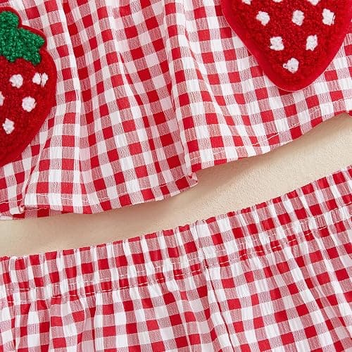 Mubineo Toddler Baby Girl Summer Clothes Cute Ruffle Shirt Tops Dress Shorts Outfits Set Fruit Blouse Princess Outfit thumbnail 6