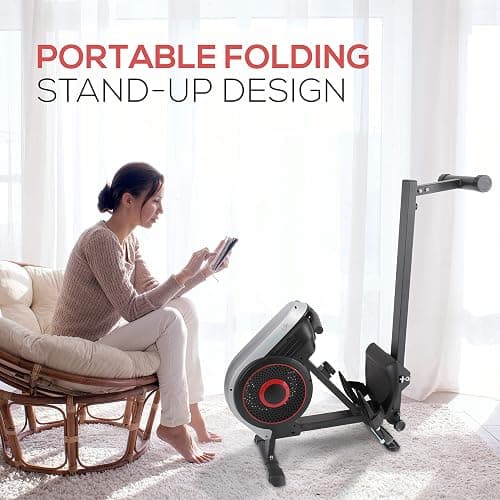 SereneLife Air & Magnetic Rowing Machine - Measures Time, Distance, Stride, Calories - For Gym or Home Cardio Workout thumbnail 5
