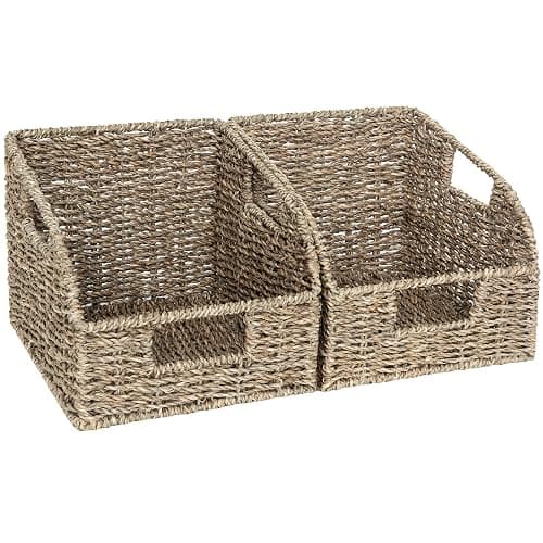 StorageWorks Wicker Baskets for Organizing, Pantry Organizers and Storage, Seagrass Storage Basket for Pantry Shelves, Kitchen Counter, Natural, 2 Pack - Image 1