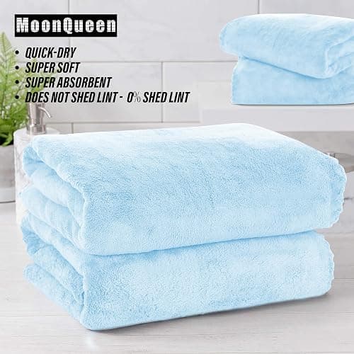 MOONQUEEN 2 Pack Premium Bath Towel Set - Quick Drying - Microfiber Coral Velvet Highly Absorbent Towels - Multipurpose Use as Bath Fitness, Bathroom, Shower, Sports, Yoga Towel (Aquamarine) thumbnail 7