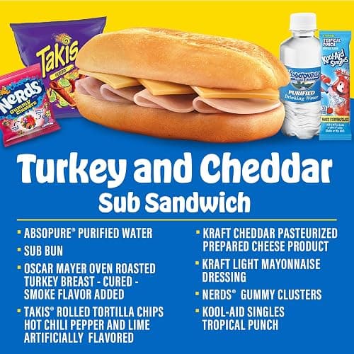Lunchables Uploaded Sub Sandwich Snack Kit, Turkey Cheddar, 16.1 oz | 14g Protein, A Sub Sandwich Snack Kit with Oscar Mayer Turkey & Kraft Cheddar Cheese, Great for Lunches & Grab- thumbnail 4