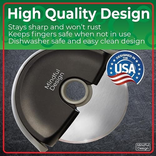 Mindful Design Pizza Cutter Wheel with Protective Blade Cover, Easy to Clean and Dishwasher Safe Handheld Pizza Slicer thumbnail 6