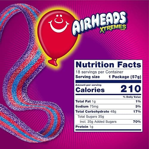 Airheads Xtremes Belts Holiday Sweetly Sour Candy, Very Berry, Christmas Stocking Stuffers for Adults & Kids, Non-Melting, Candy for Christmas Bulk Party Bag, 2 oz (Pack of 18) thumbnail 2