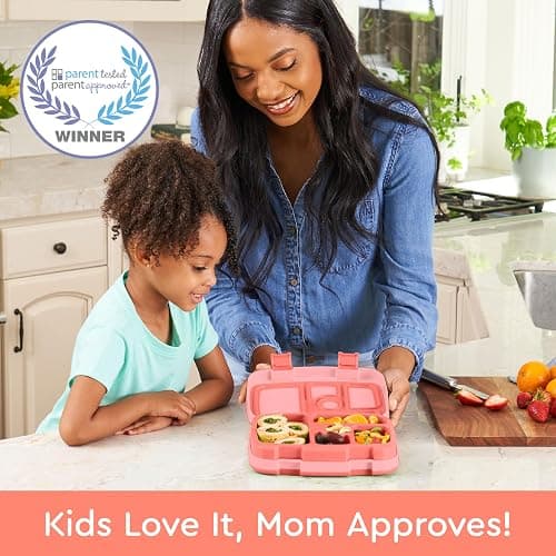 Bentgo Kids Bento-Style 5-Compartment Leak-Proof Lunch Box - Ideal Portion Sizes for Ages 3 to 7 - Durable, Drop-Proof, Dishwasher Safe, PFAS & BPA-Free & Made with Food-Safe Materials (Coral) thumbnail 2