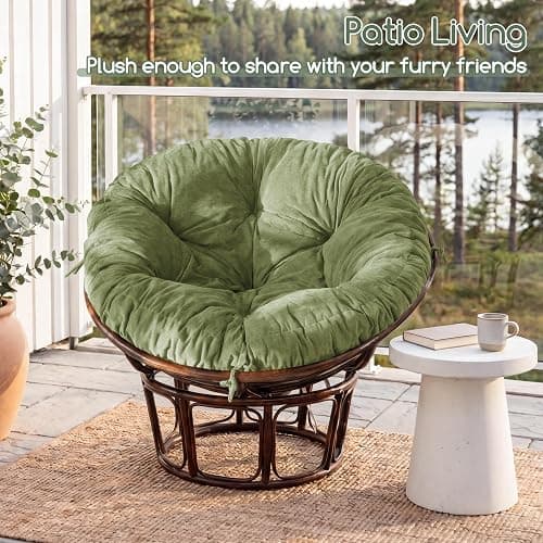HIGOGOGO Papasan Chair Cushion with Thick Corduroy Cover (Without Chair), Soft Supportive Cushion, Green, 48 x 48 Inch thumbnail 11