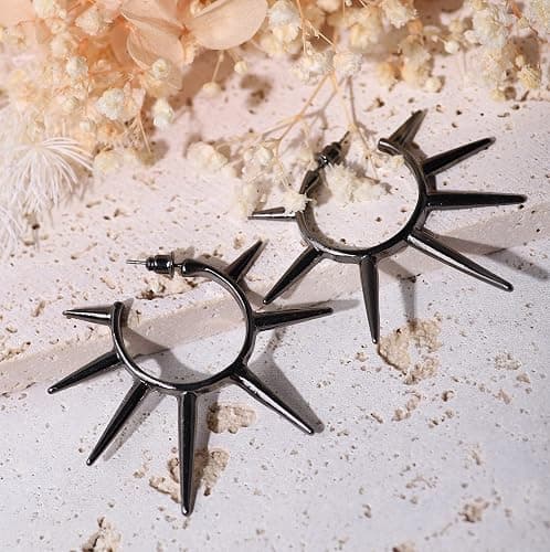 Sacina Gothic Punk Spike Earrings, Zinc Alloy Spike Earrings Pendant, Goth Jewelry Gift for Women, Men, Christmas Gift For Women, Men thumbnail 5
