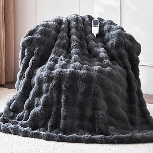 Heated Blanket Twin 62''x 84'', Fast Heating Electric Blanket Ultra-Soft Faux Rabbit Fur with 5 Heat Levels & 5H Auto Shut-Off, Overheat Protection, Machine Washable - Image 1