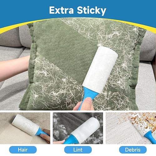 Swihauk 600 Sheets Extra Sticky Lint Rollers for Pet Hair, Easy Spiral Tear Lint Roller for Clothes with Ergonomic Handle, Multipurpose Lint Remover for Furniture, Carpet, Car Seat thumbnail 3