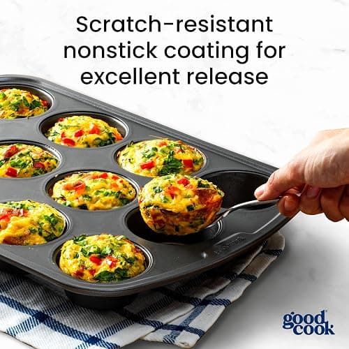 GoodCook Everyday Nonstick Steel Muffin Pan, 12 cup, Gray thumbnail 2