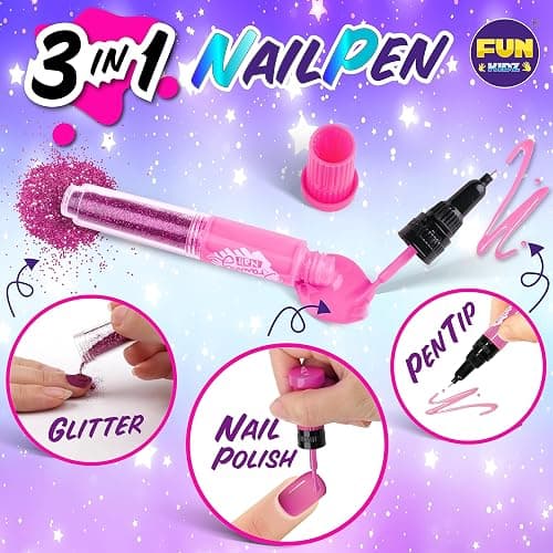 Kids Nail Kit for Girls Ages 7-12, FunKidz Ultimate 315Pcs Nail Polish Pens Combo Pack Size 17.91Wx12.4L Glitter Temporary Nail Supplies for Teens SPA Makeup Kit thumbnail 4