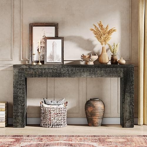 Tribesigns 59-Inch Long Wooden Console Sofa Table Behind The Couch with Vertical Slat Legs for Entrance, Hallway, Entryway, Living Room (Rustic Grey) thumbnail 5
