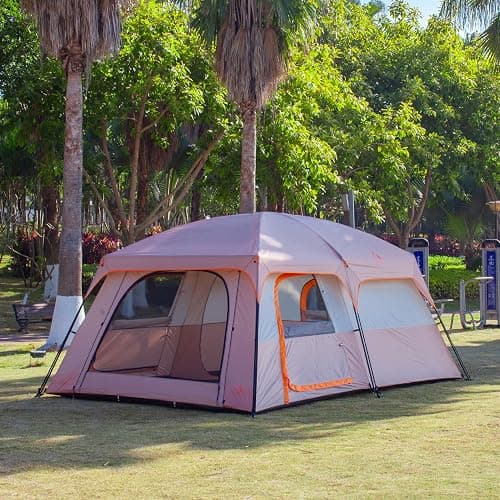 KTT Extra Large Tent 6-10-12-14 Person(A),Family Cabin Tents,2 Rooms,3 Doors and 3 Windows with Mesh,Straight Wall,Waterproof,Double Layer,Big Tent for Outdoor,Picnic,Camping,Family Gathering thumbnail 7