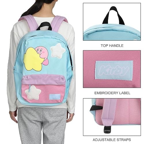 Bioworld Kirby Stars 17" Pink & Blue adult Backpack thumbnail 5