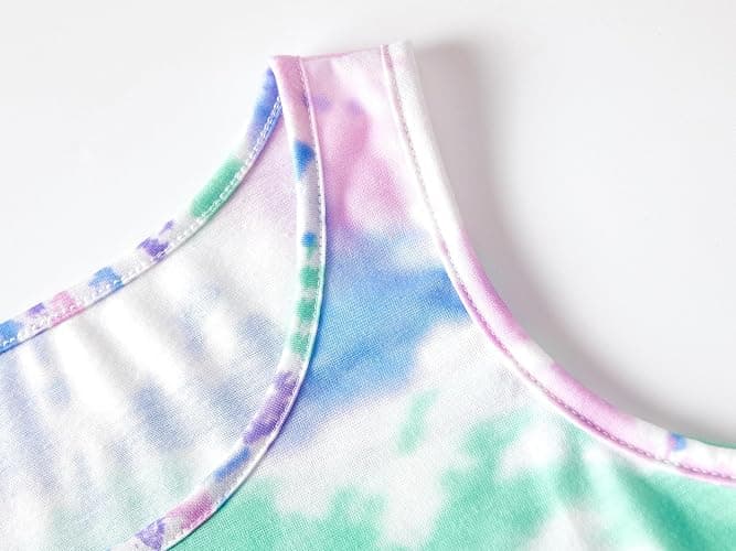 Beezizac Neon Tie Dye Spiral Pattern/Butterfly Pajamas for Girls Tee & Shorts PJ Set Size 6-18 thumbnail 4