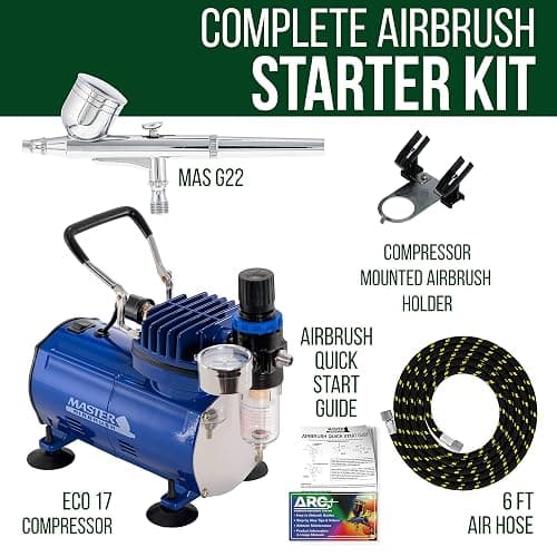 Master Airbrush Multi-Purpose Gravity Feed Air Brush Kit with Air Compressor - Model G22 Gravity Feed Dual-Action Airbrush with 1/3 oz. Fluid Cup and 0.3 mm Tip, Hose, 1/5hp Compressor thumbnail 2