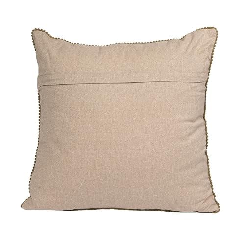 Creative Co-Op Cotton Blend Velvet Printed Pillow with Flowers and Mini Pom Pom Trim, Multicolor thumbnail 6