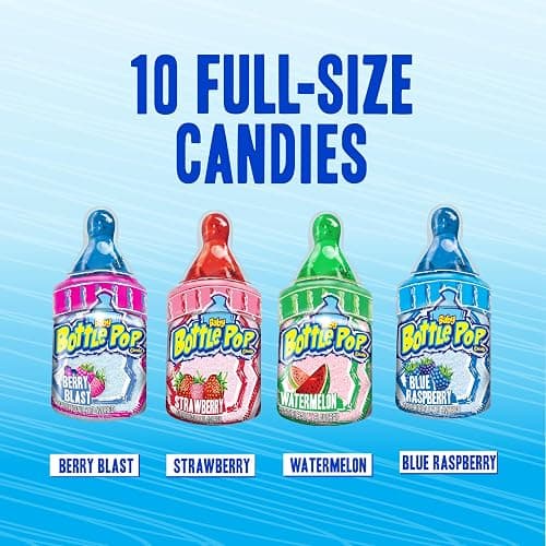 Baby Bottle Pop Candy Lollipops Variety Pack - 10 Ct Individually Wrapped Suckers with Powdered Dip - Assorted Bulk Candy for Kids Party Favors, Goodie Bags, Baby Shower & Gender Reveal thumbnail 3