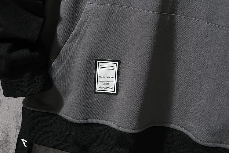 GURUNVANI Contrast Color Pullover Hoodie Mens Patchwork Hoodies Men thumbnail 7
