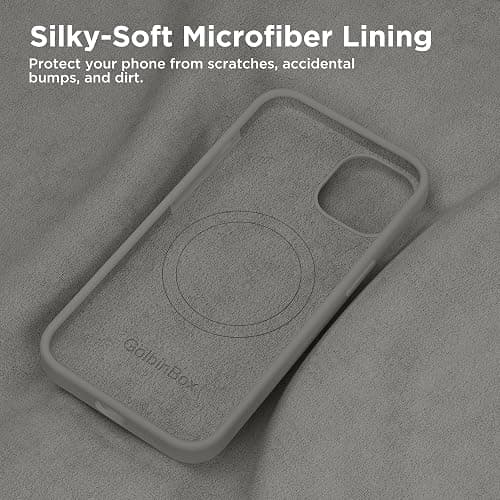 GolbinBox Magnetic for iPhone 13 Case & iPhone 14 Case, Compatible with MagSafe, [Soft Anti-Scratch Microfiber Lining], Slim Liquid Silicone Shockproof Protective Phone Case 6.1 inch, Cold Gray thumbnail 6