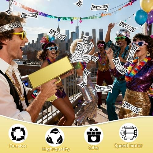 Alagoo Super Money Guns Paper Playing Spary Money Gun Make it Rain Toy Gun, Handheld Cash Gun Fake Bill Dispenser Money Shooter Toy(Metallic Gold) thumbnail 3