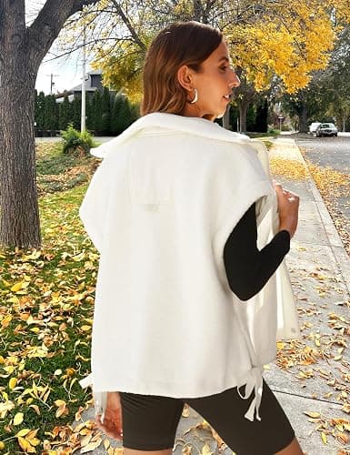 TAQCUX Sherpa Jacket for Women Casual Fleece Vest Oversized Sleeveless Outwear Warm Button Down Gilet with Pockets thumbnail 3