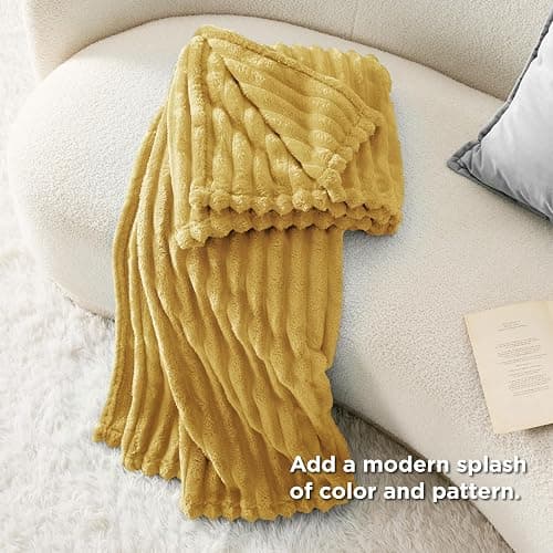 Bedsure Honey Fleece Blanket for Couch - GentleSoft Cozy Soft Blankets for Women, Cute Small Throws for Girls, 50x60 Inches - Honey - Throw (50" x 60") thumbnail 5