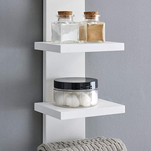 Danya B 5 Tier Wall Shelf Unit Narrow Smooth Laminate Finish - Vertical Column Utility Shelf Floating Storage Home Decor Organizer 5.1" x 6" x 30" (White) thumbnail 2